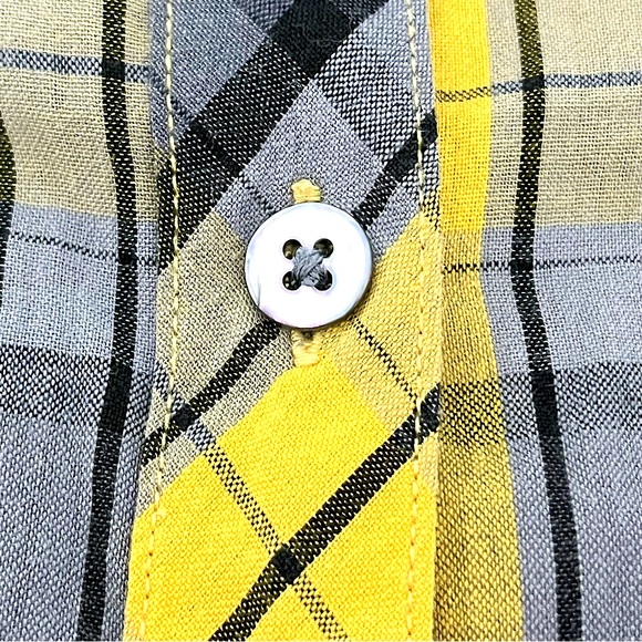 OBEY Women’s Plaid Lightweight Cotton Button Up Shirt Size L Yellow Streetwear - Picture 6 of 12
